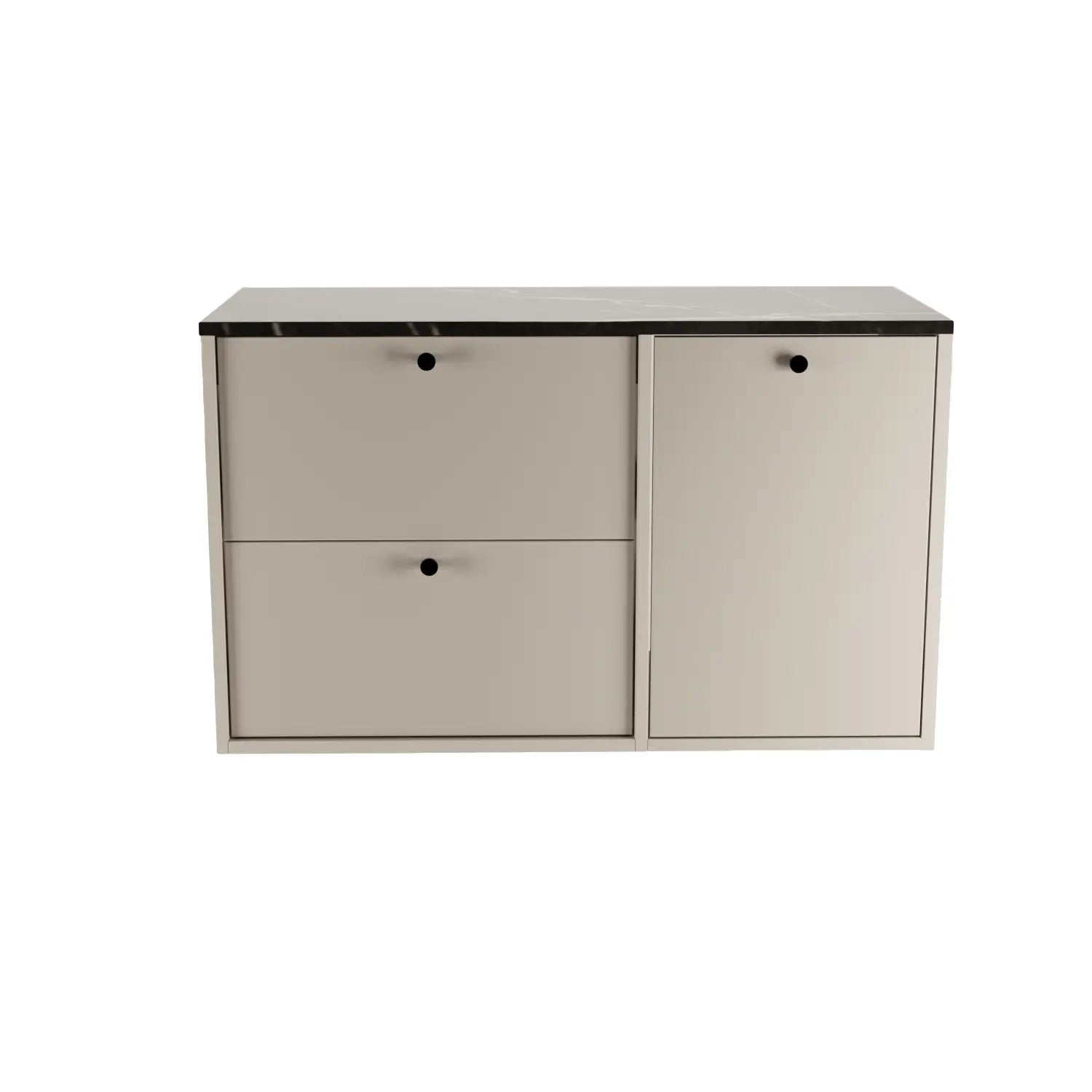 Szafka pod umywalkę 100 cm z koszem na pranie Belino - Kaszmir/Marmur Czarny