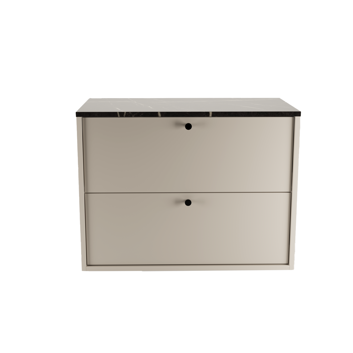 Szafka łazienkowa pod umywalkę 80 cm Belino - Kaszmir/Marmur Czarny blat