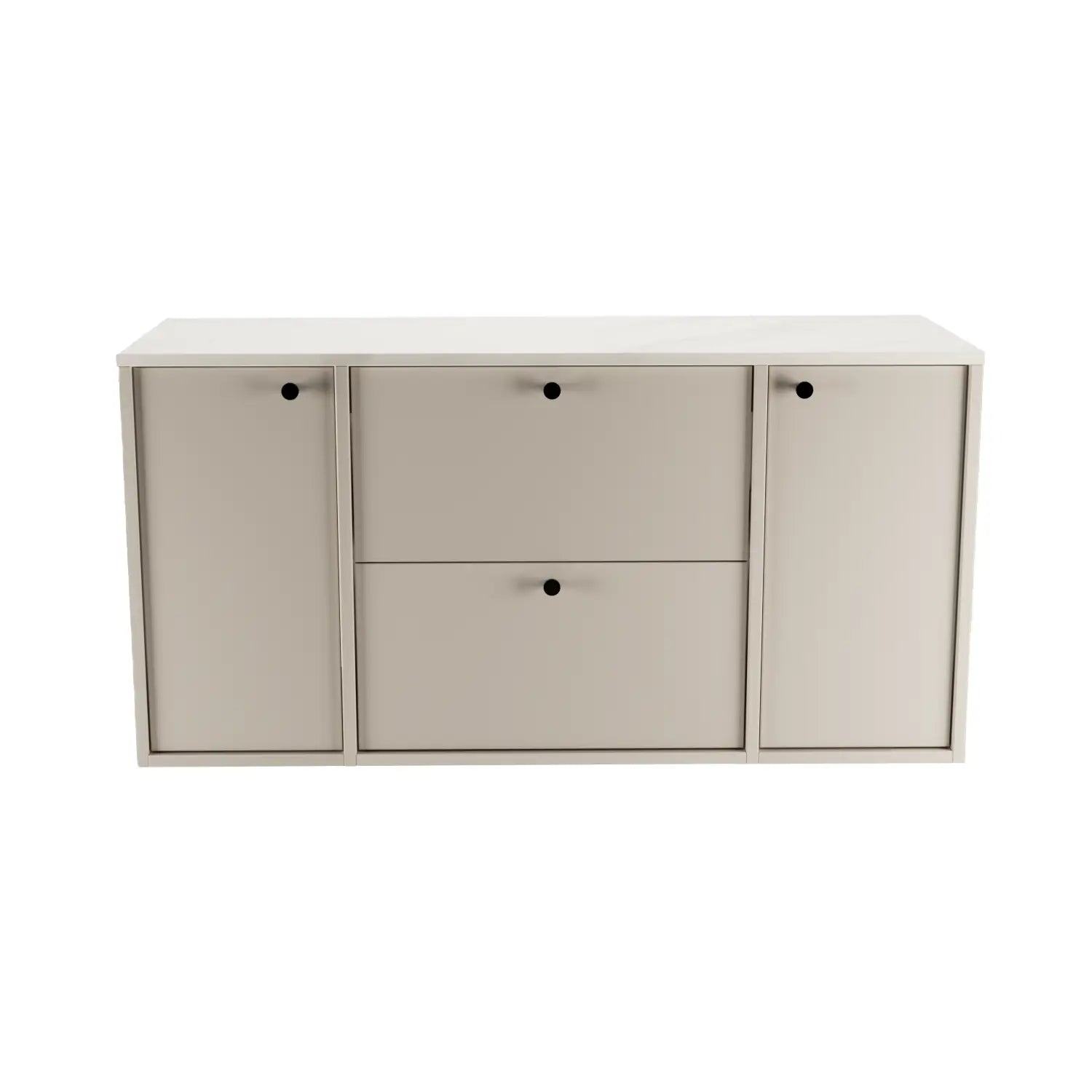 Szafka pod umywalkę z 2 drzwiami i 2 szufladami 120 cm Belino - Kaszmir/Marmur Bianco blat