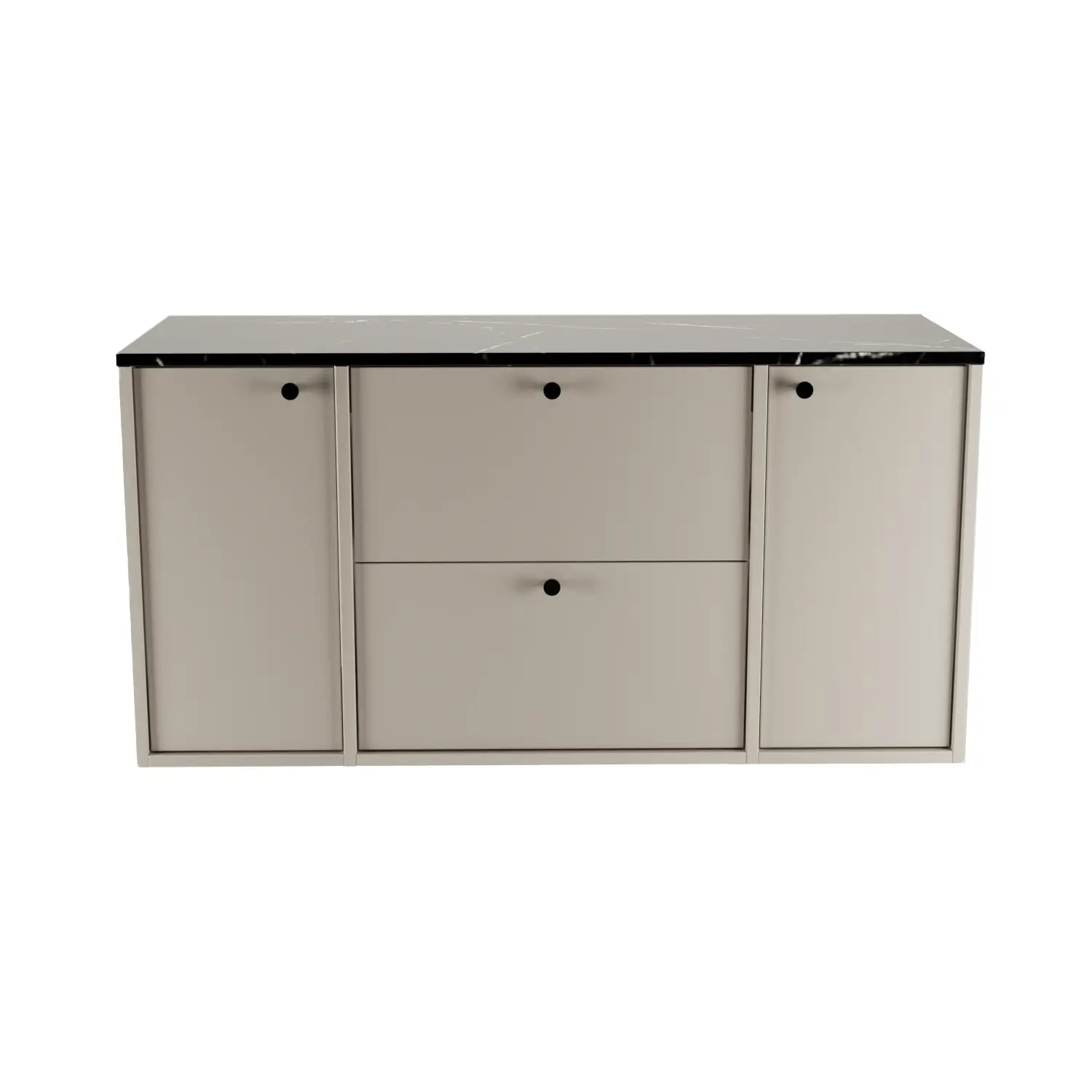 Szafka pod umywalkę z 2 drzwiami i 2 szufladami 120 cm Belino - Kaszmir/Marmur Czarny blat