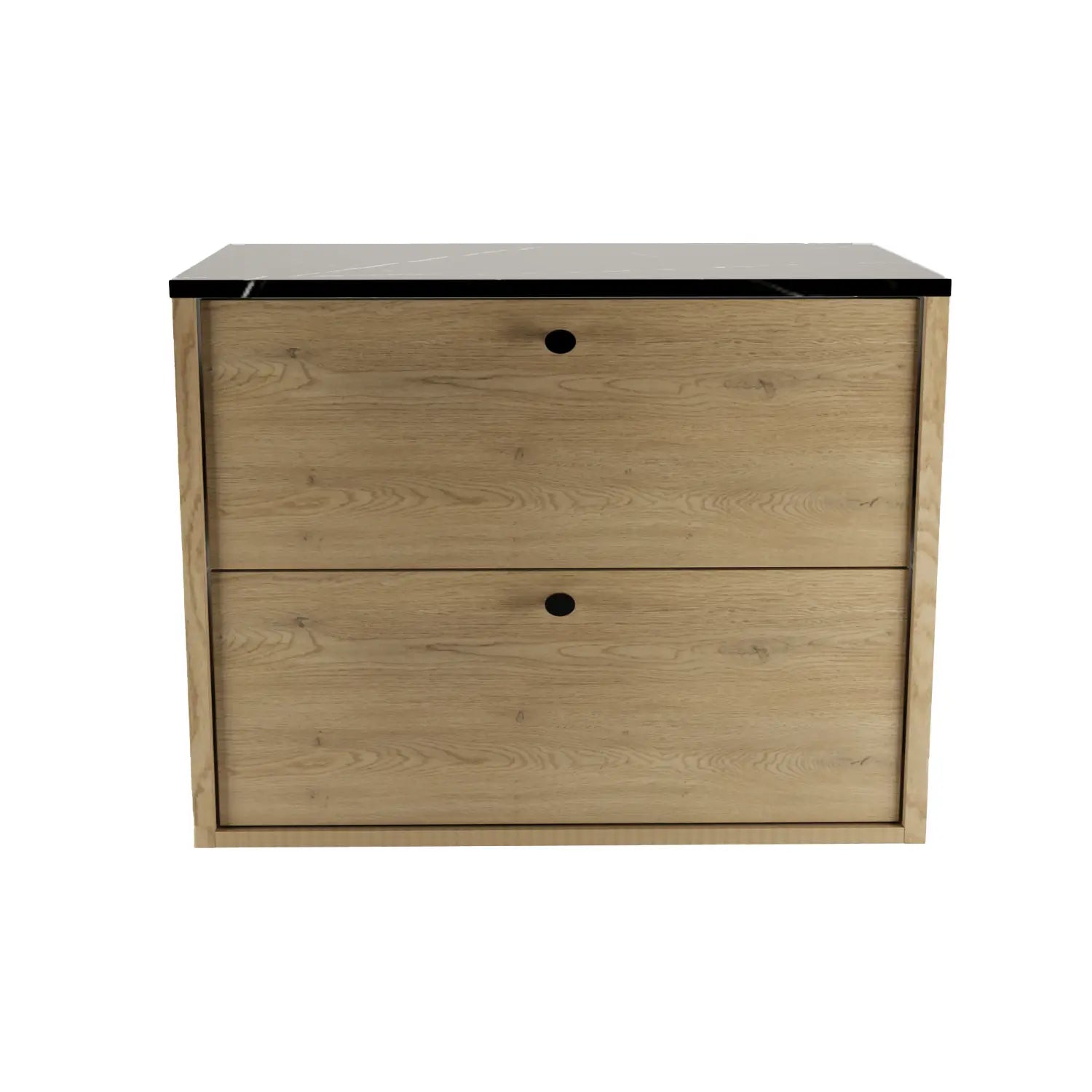 Szafka łazienkowa pod umywalkę 80 cm Belino - Dąb Cremona/Marmur Czarny blat