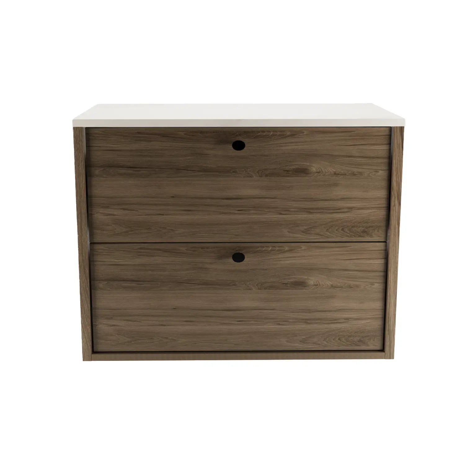 Szafka łazienkowa pod umywalkę 80 cm Belino - Ciemny Orzech/Marmur Bianco blat