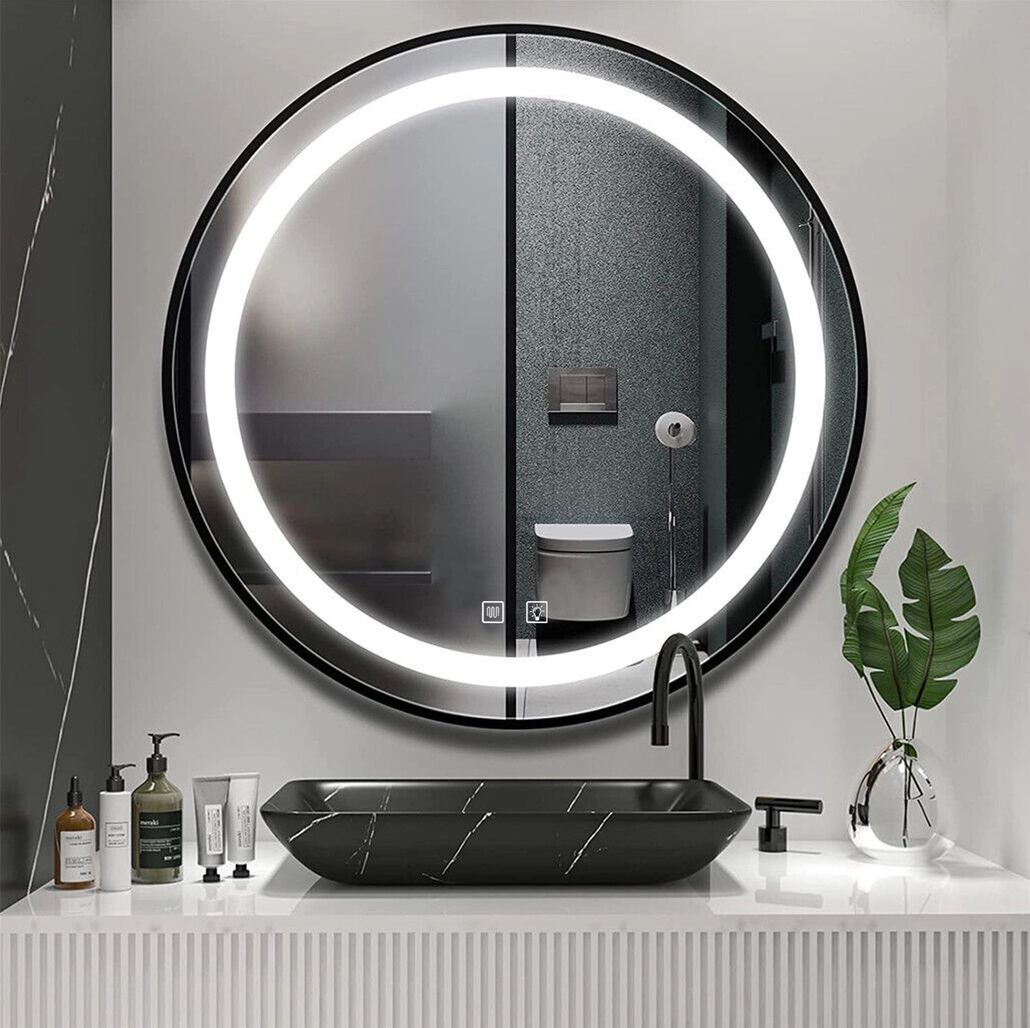 Lustro ścienne LED MMJ - 50 cm Czarny