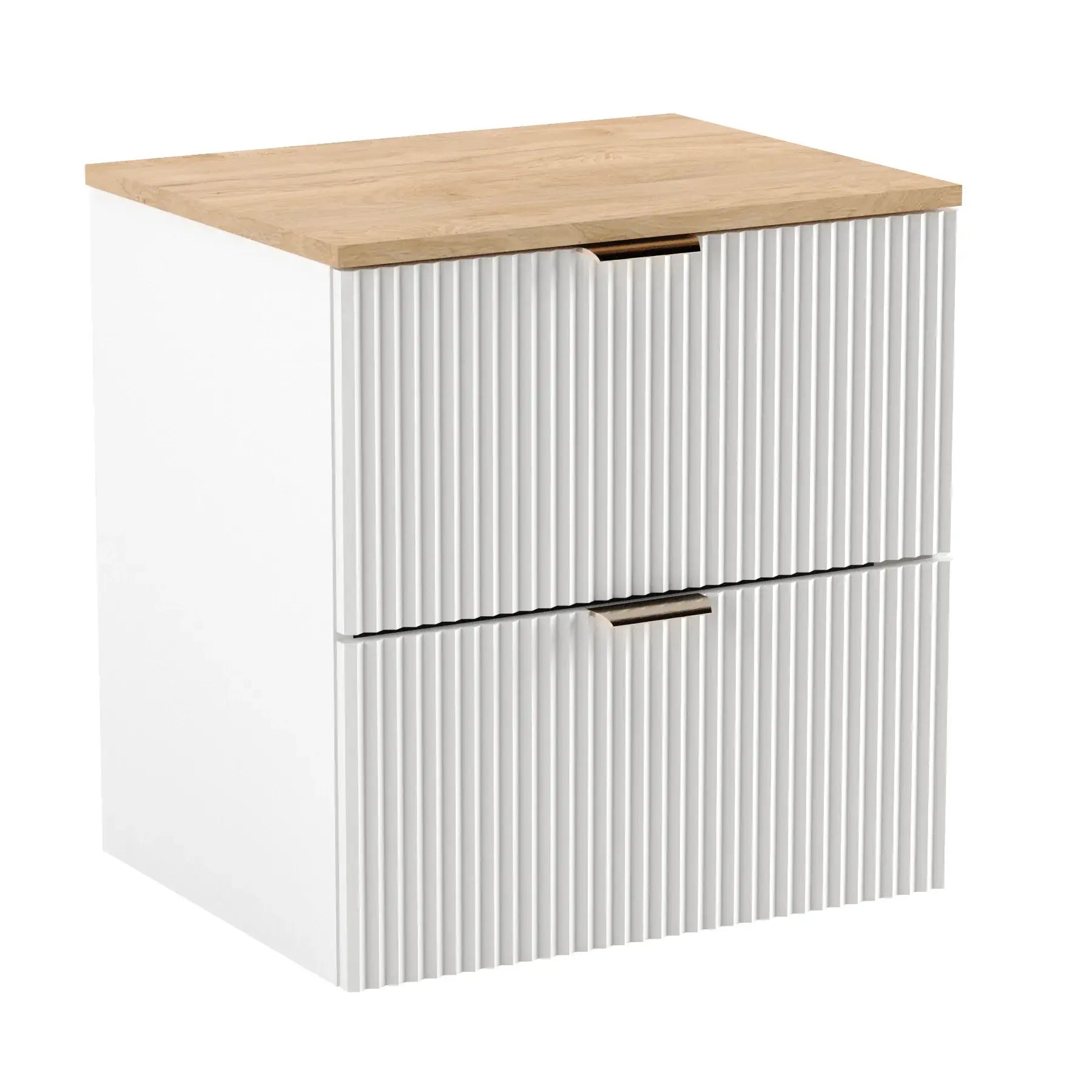 Szafka pod umywalkę 140 cm z regałem - Biały / blat Orzech