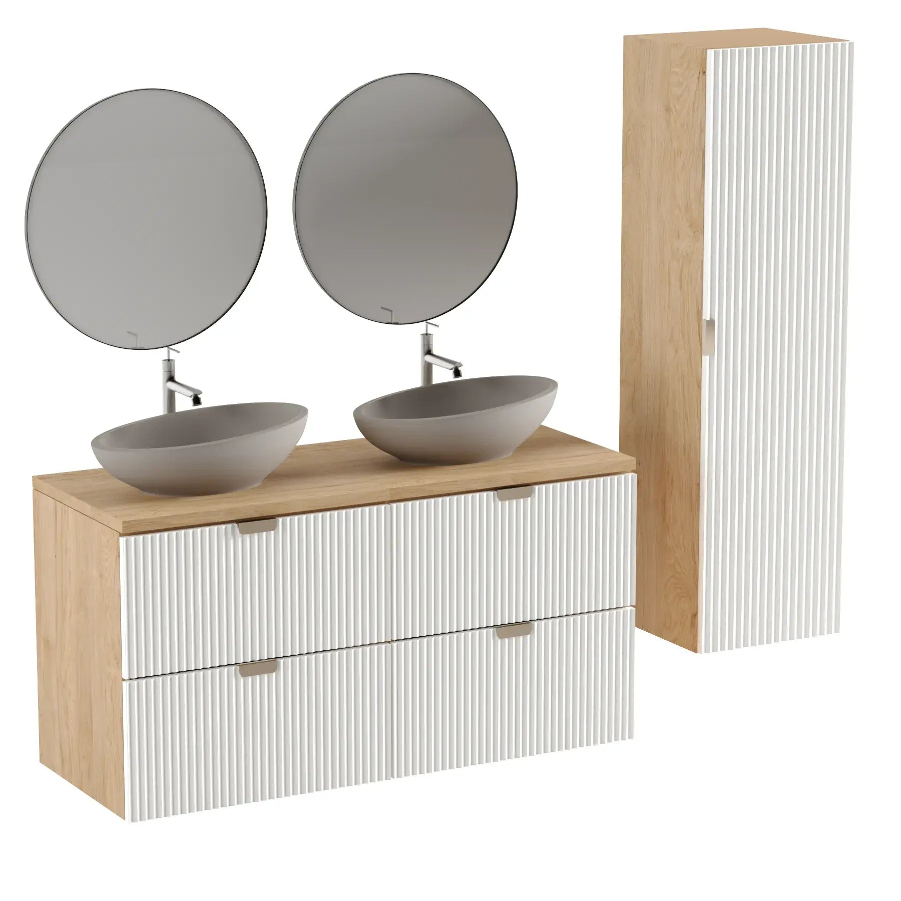 Słupek łazienkowy 120 cm Willy - Biały / Orzech