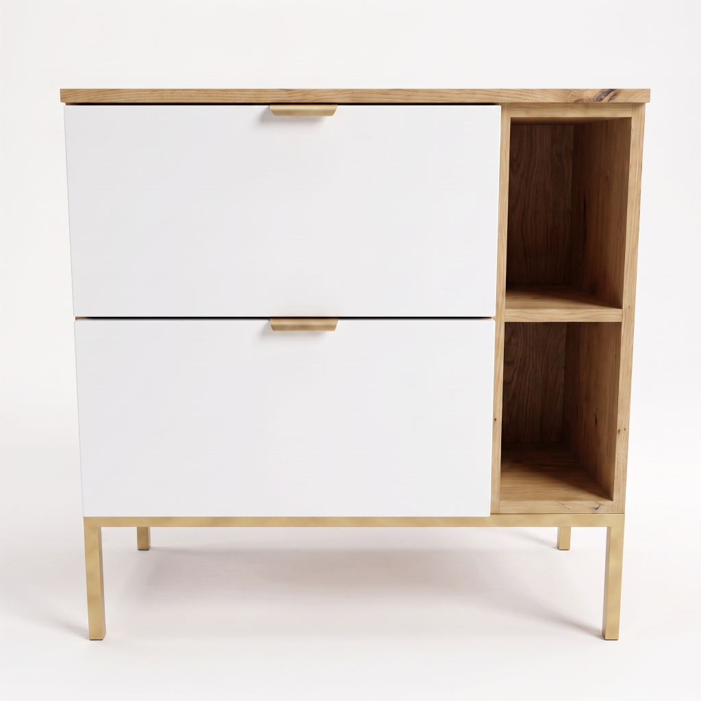 Szafka pod umywalkę na stelażu 80 cm z regałem Orio - Biały/Dąb artisan