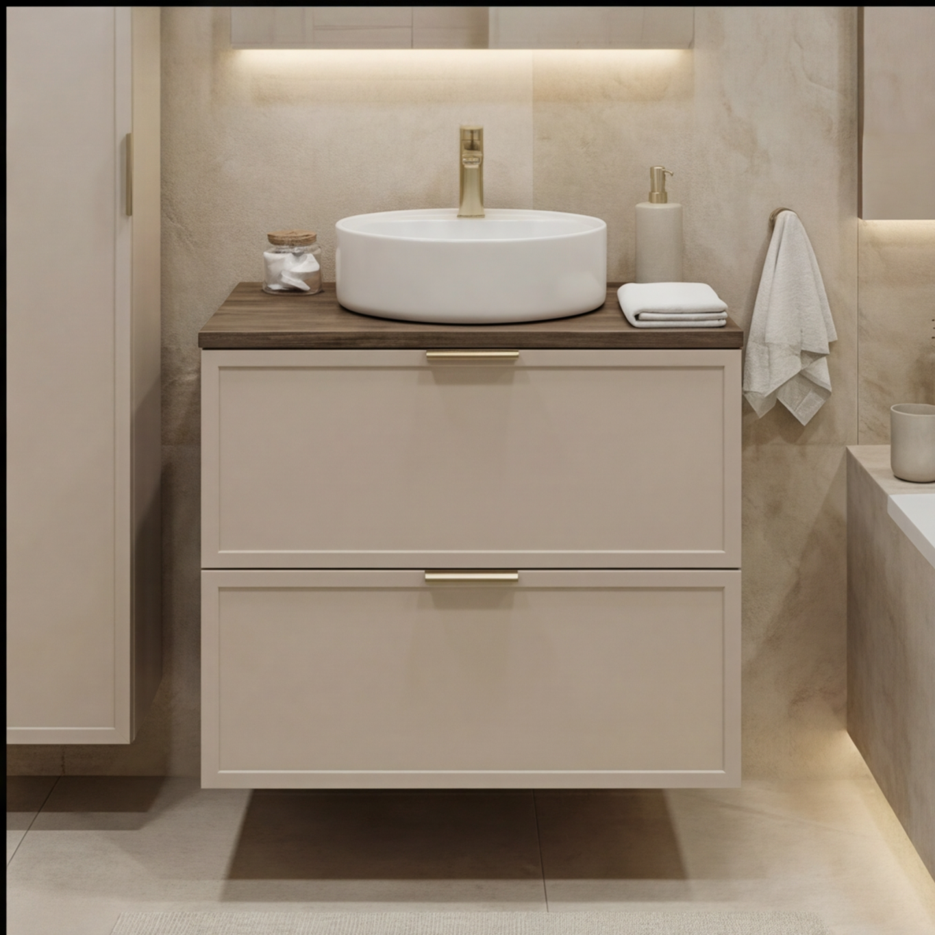 Szafka pod umywalkę z szufladami 60 cm Roma - Kaszmir/Ciemny Orzech