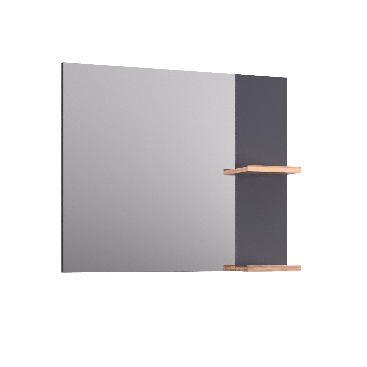 Lustro 80cm 2 x półka drewniana Elite antracyt