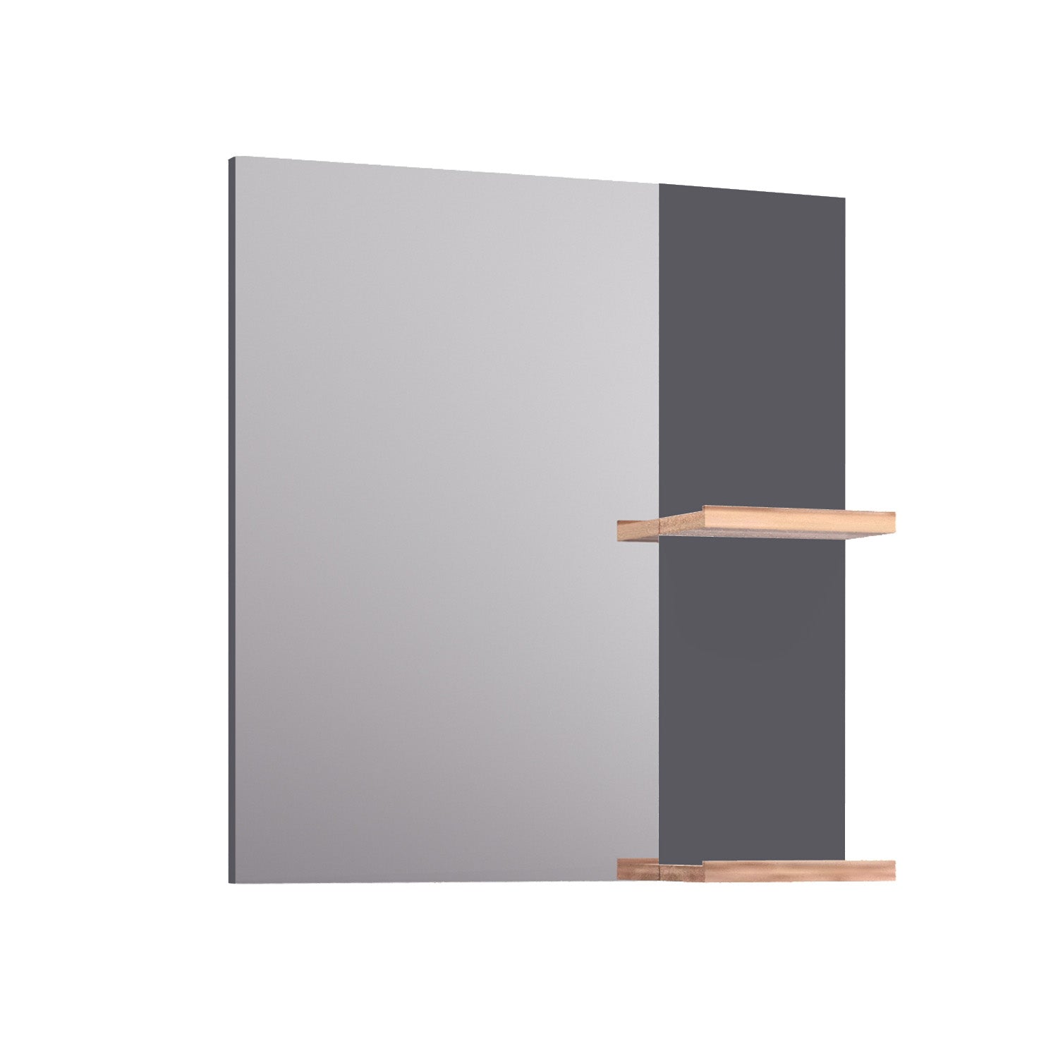 Lustro 60 cm, 2x półka drewniana Elite antracyt
