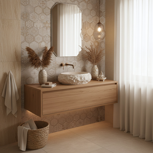 Umywalka nablatowa Mika - Warm Beige