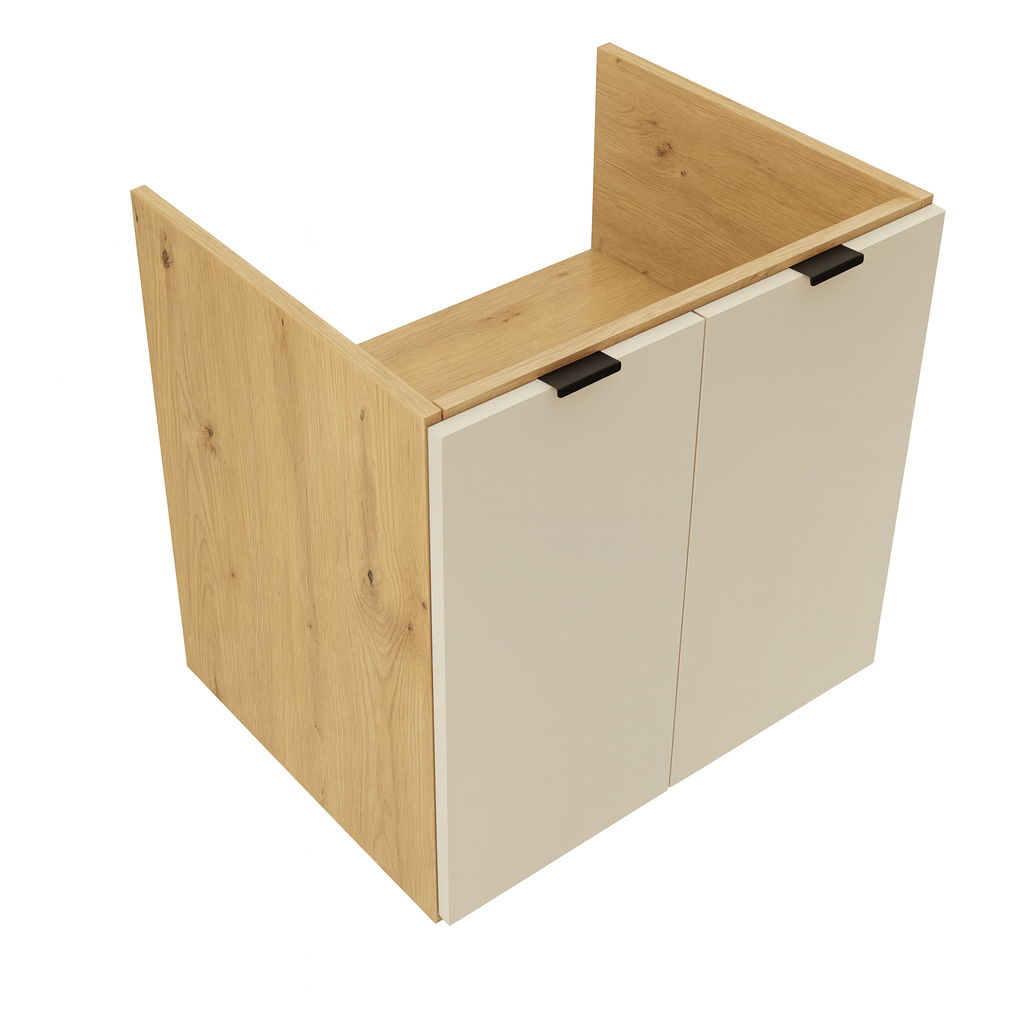 Szafka pod umywalkę z drzwiami Kaszmir/Dąb artisan 60 cm, bez blatu Orio
