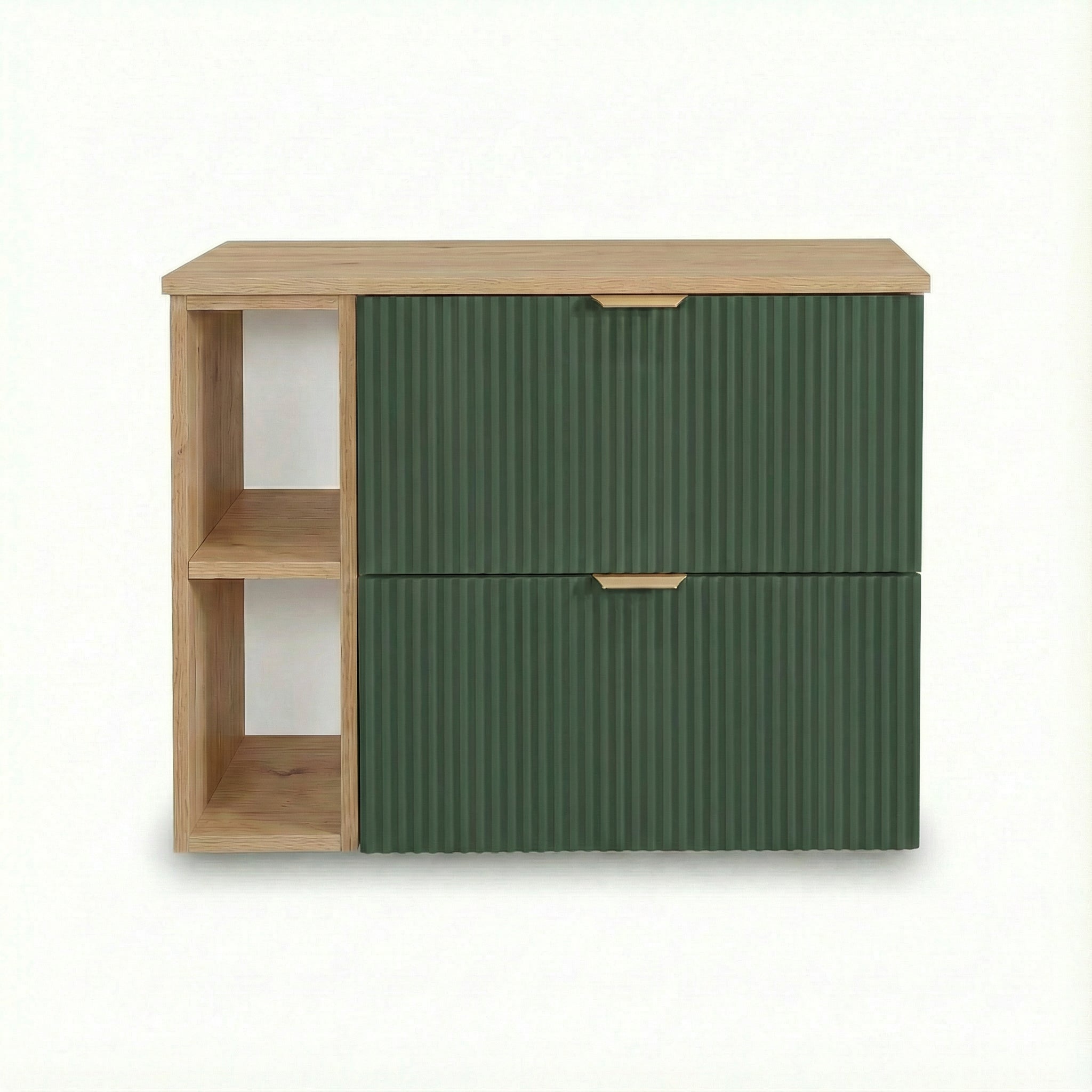 Szafka pod umywalkę z regałem 80 cm Willy - Szałwiowy/Orzech