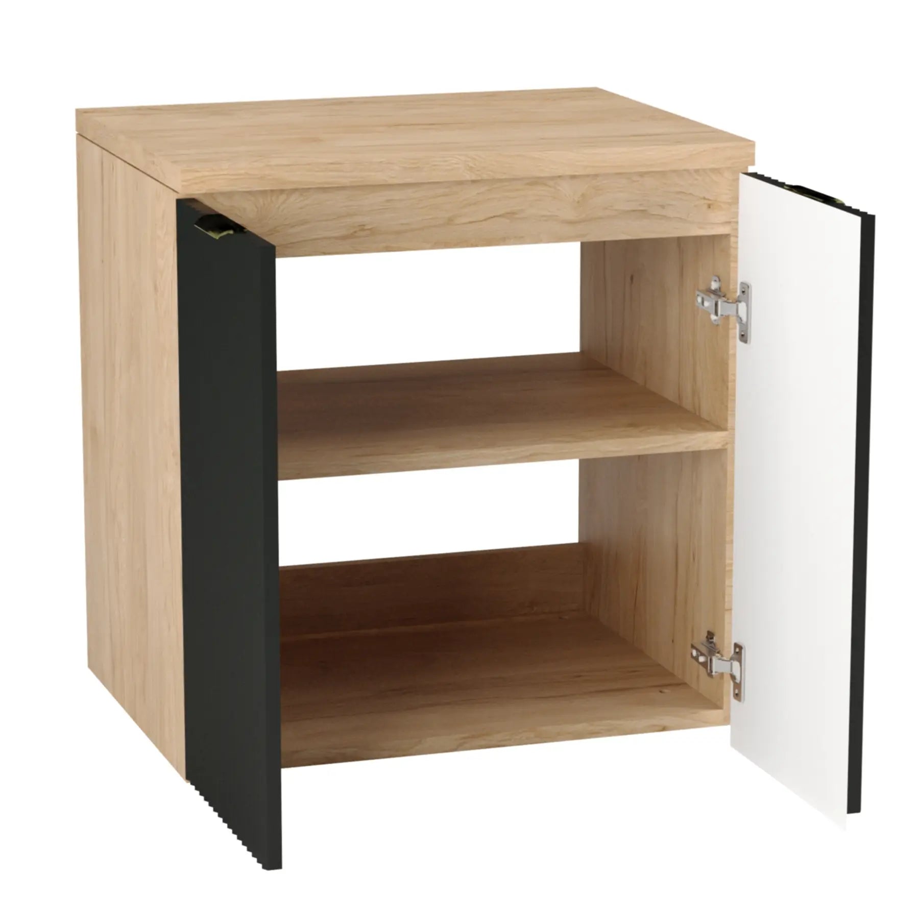 Szafka łazienkowa z drzwiami z umywalką 60 cm Willy - Czarny/Orzech