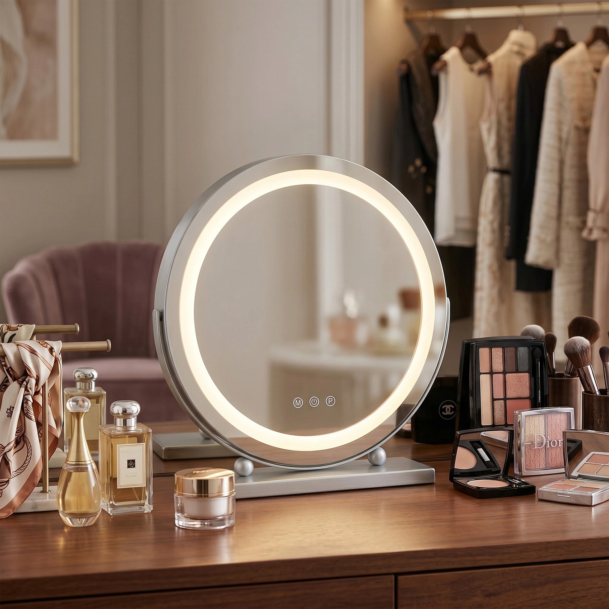Lustro do make-upu LED - 40 cm Chrom