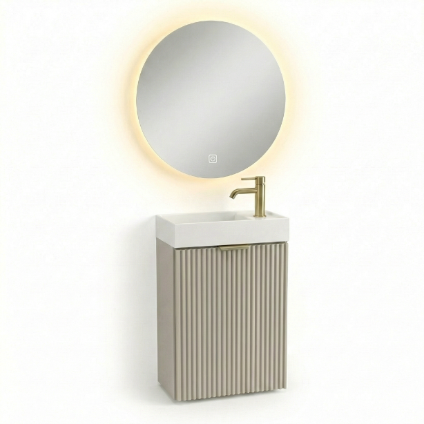 Zestaw mebli: Szafka łazienkowa 40 cm z umywalką i lustrem LED Willy Kaszmir