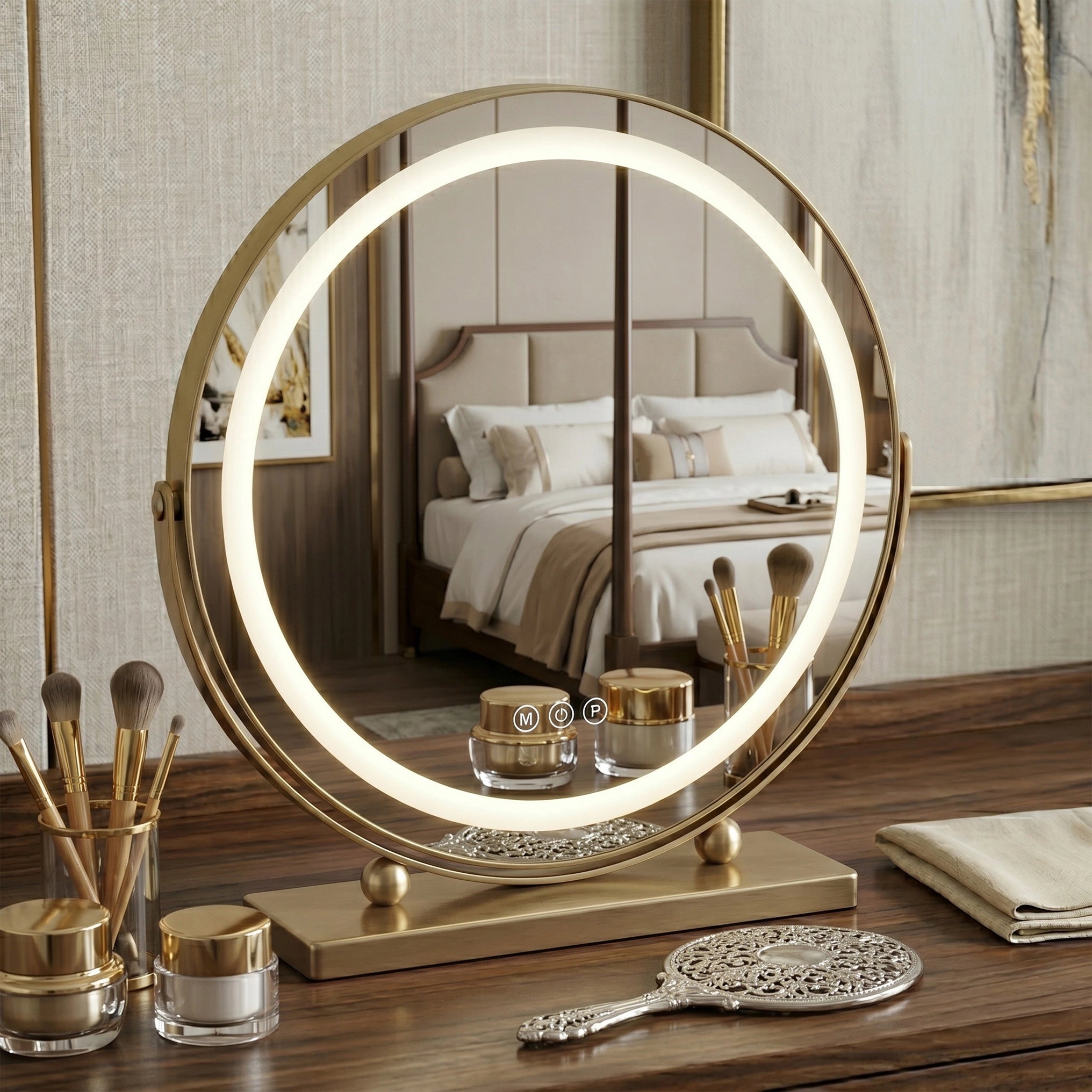 Lustro do make-upu LED - 40 cm Złoto