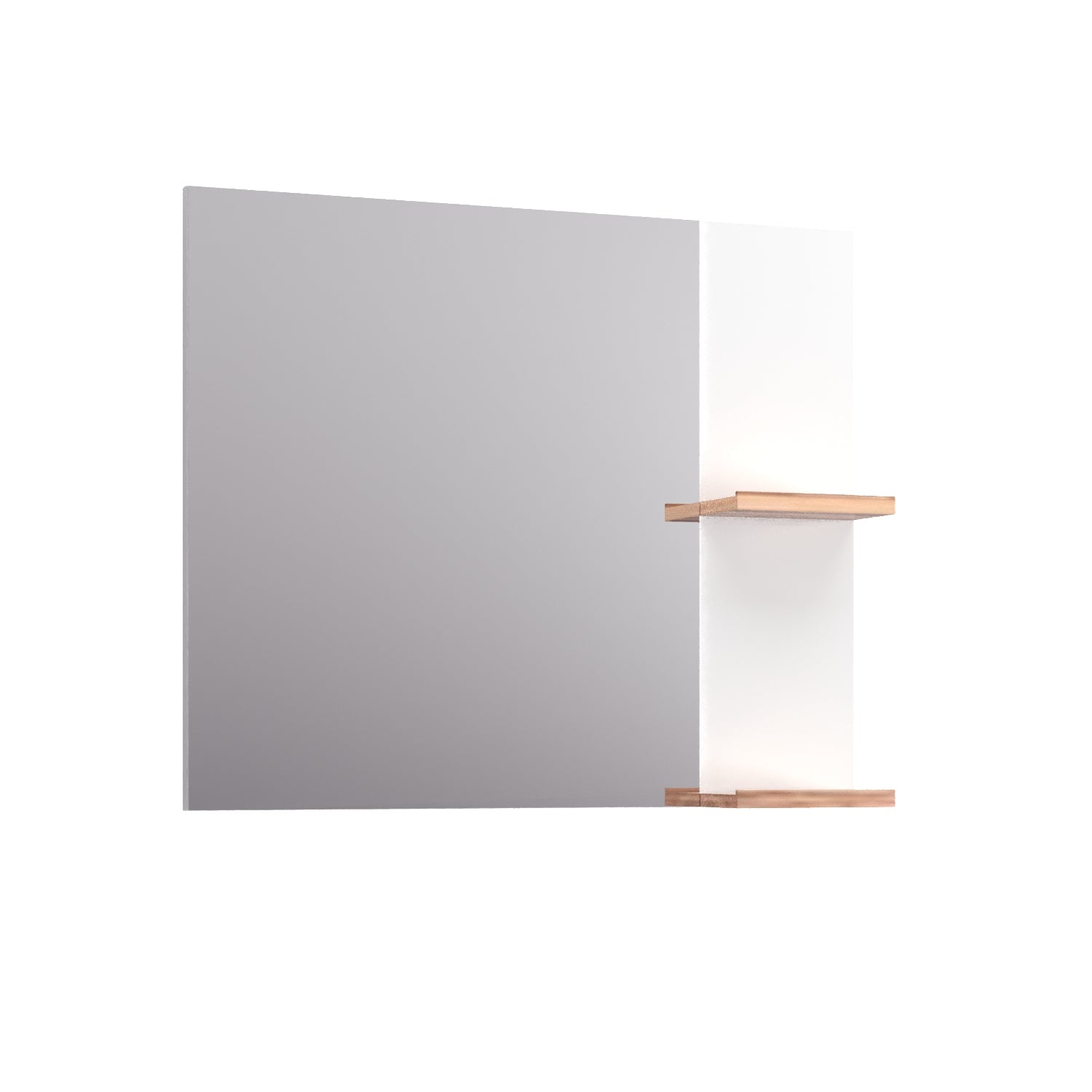Lustro 80cm 2 x półka drewniana Elite biały połysk