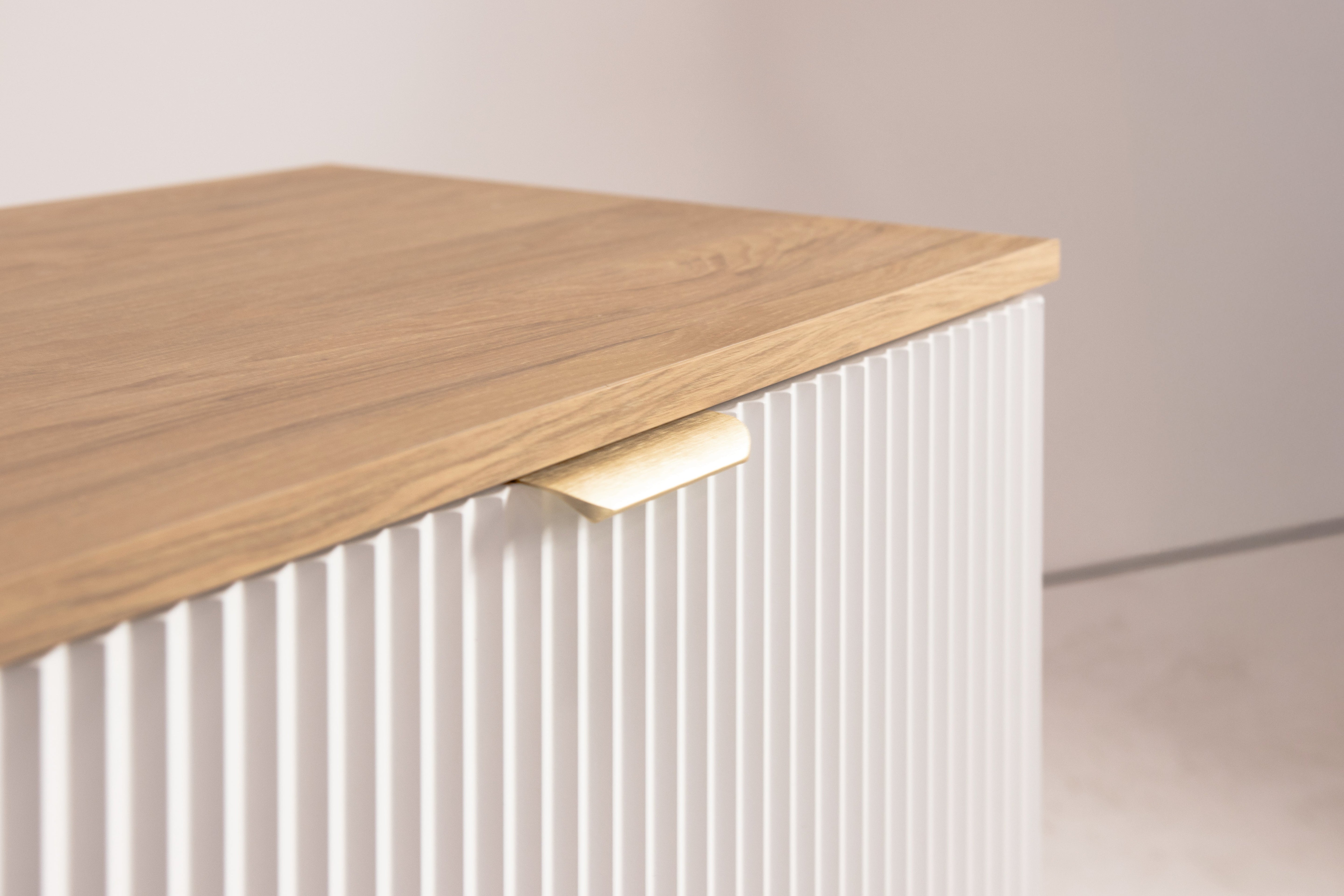 Szafka pod umywalkę 140 cm z regałem Willy - Biały / Orzech