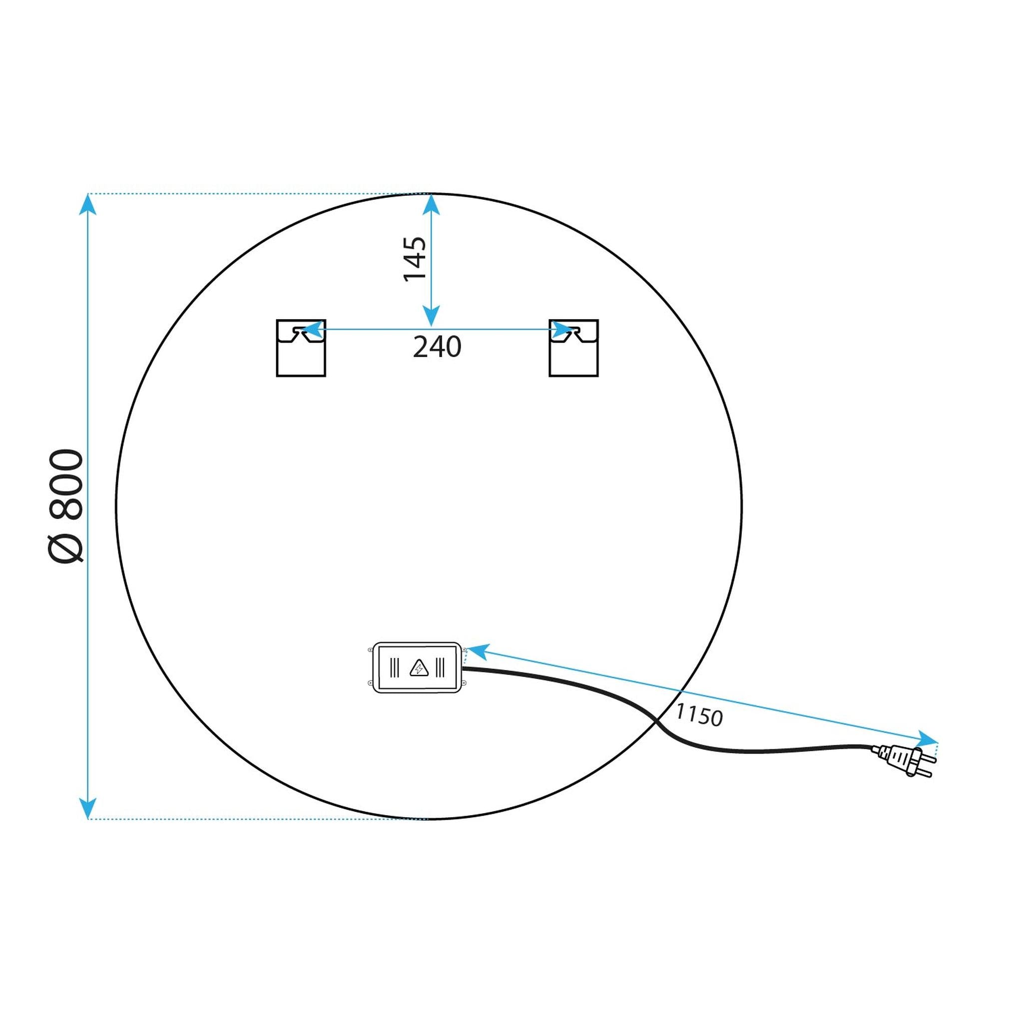 Lustro ścienne LED MMJ - 80 cm Czarny