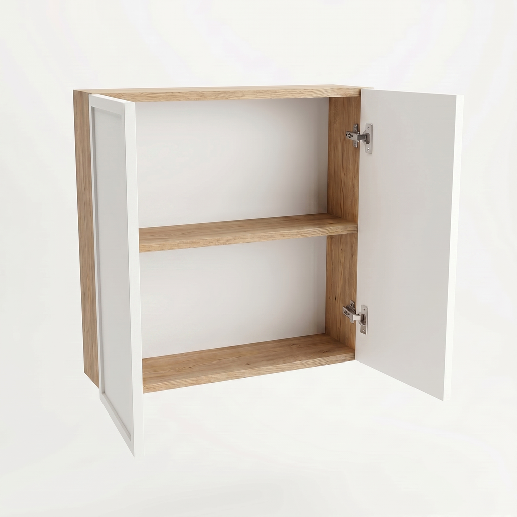 Szafka łazienkowa wisząca 60 cm z 2 drzwiczkami Roma - Biała/Dąb Cremona