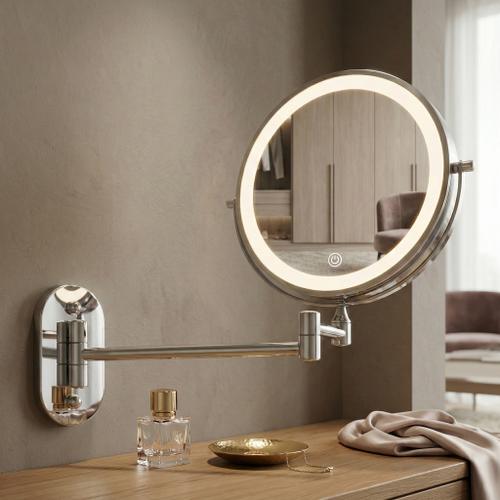 Lustro ścienne dwustronne kosmetyczne LED Glow - Chrom