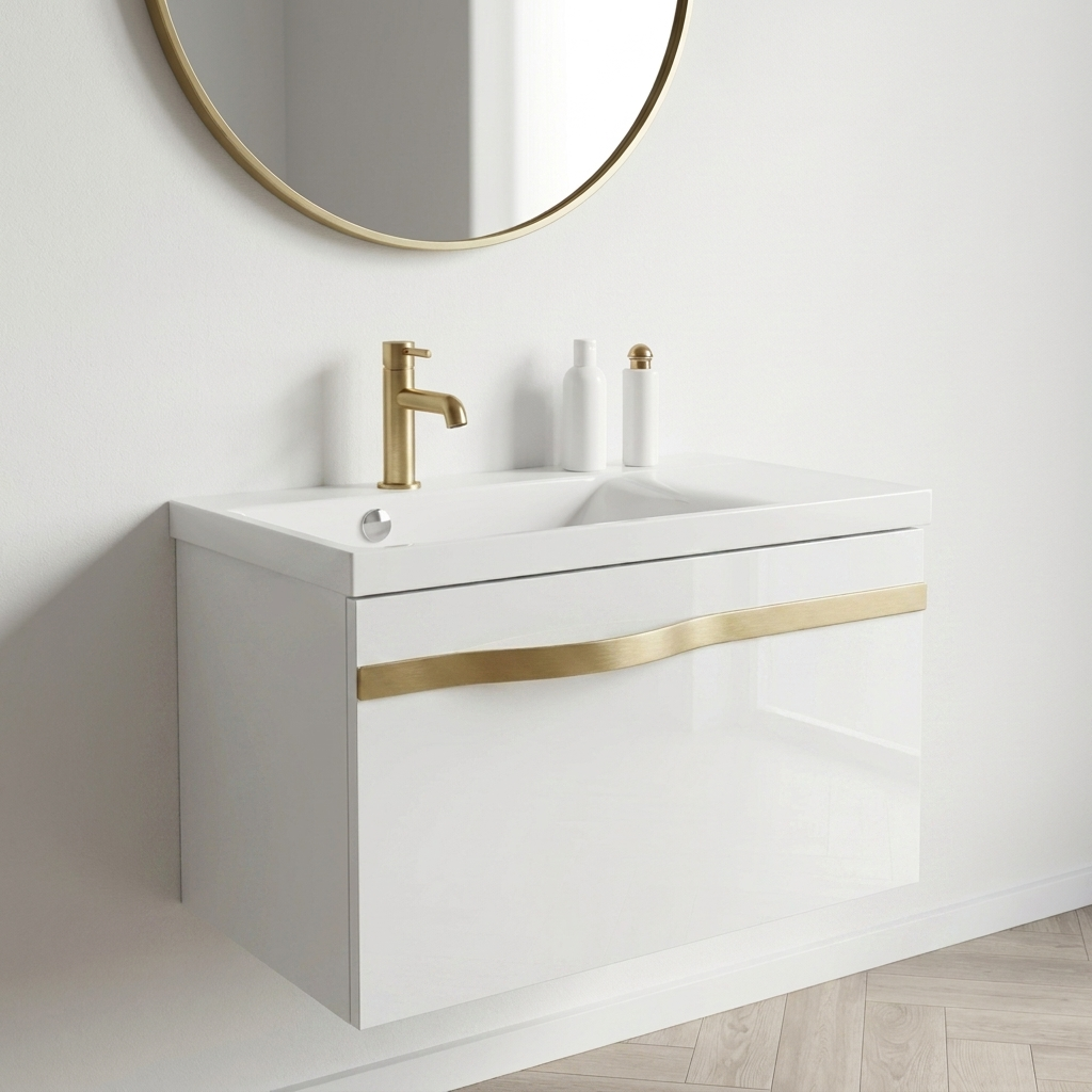 Szafka pod umywalkę 70 cm Luxe biały połysk bez blatu