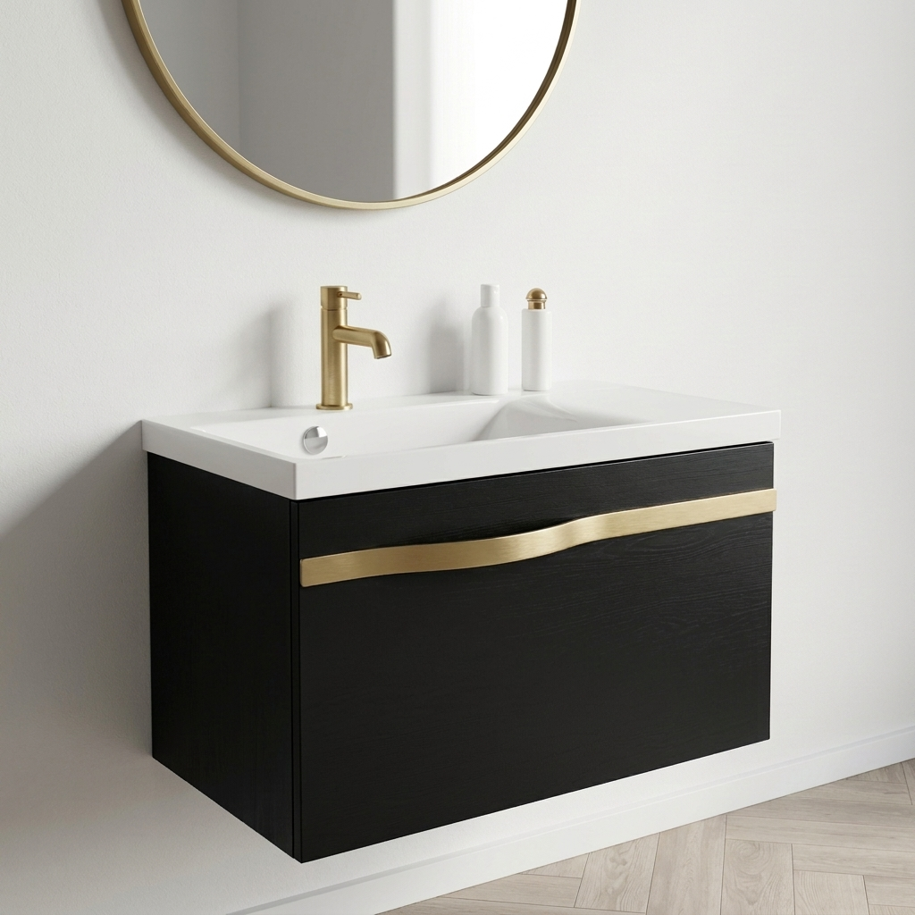 Szafka pod umywalkę 70 cm Luxe czarny mat bez blatu