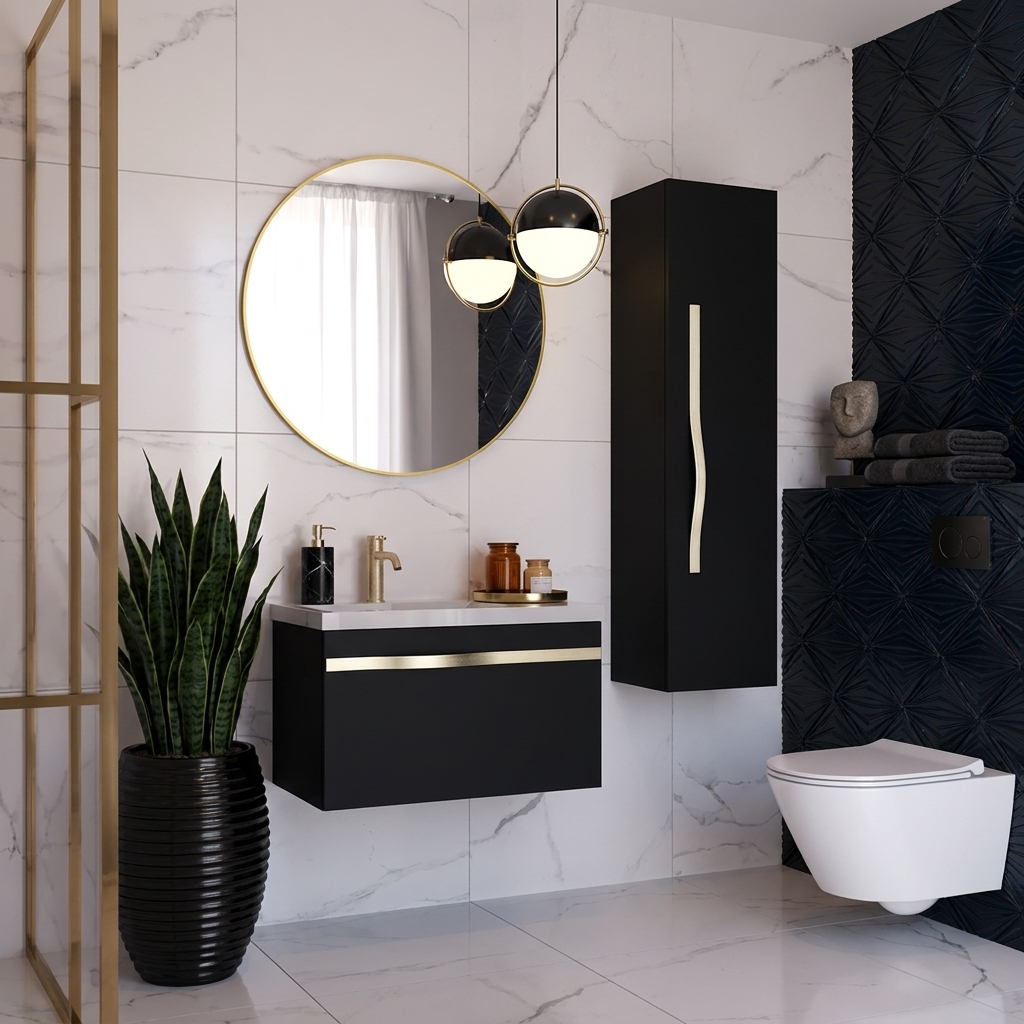 Szafka wisząca 33 cm Luxe czarny mat