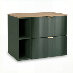 Szafka pod umywalkę z regałem 80 cm Willy - Szałwiowy/blat Orzech