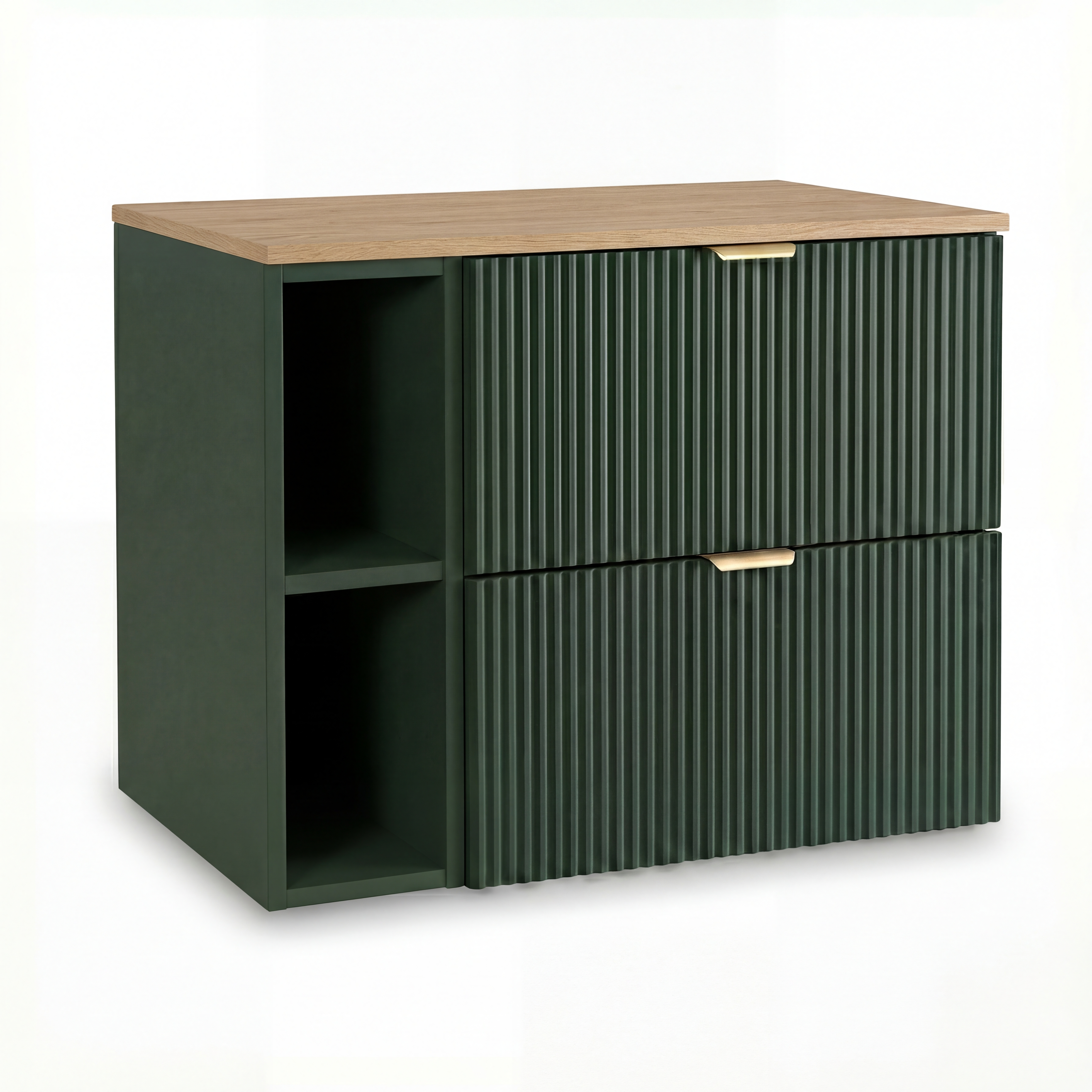 Szafka pod umywalkę z regałem 80 cm Willy - Szałwiowy/blat Orzech