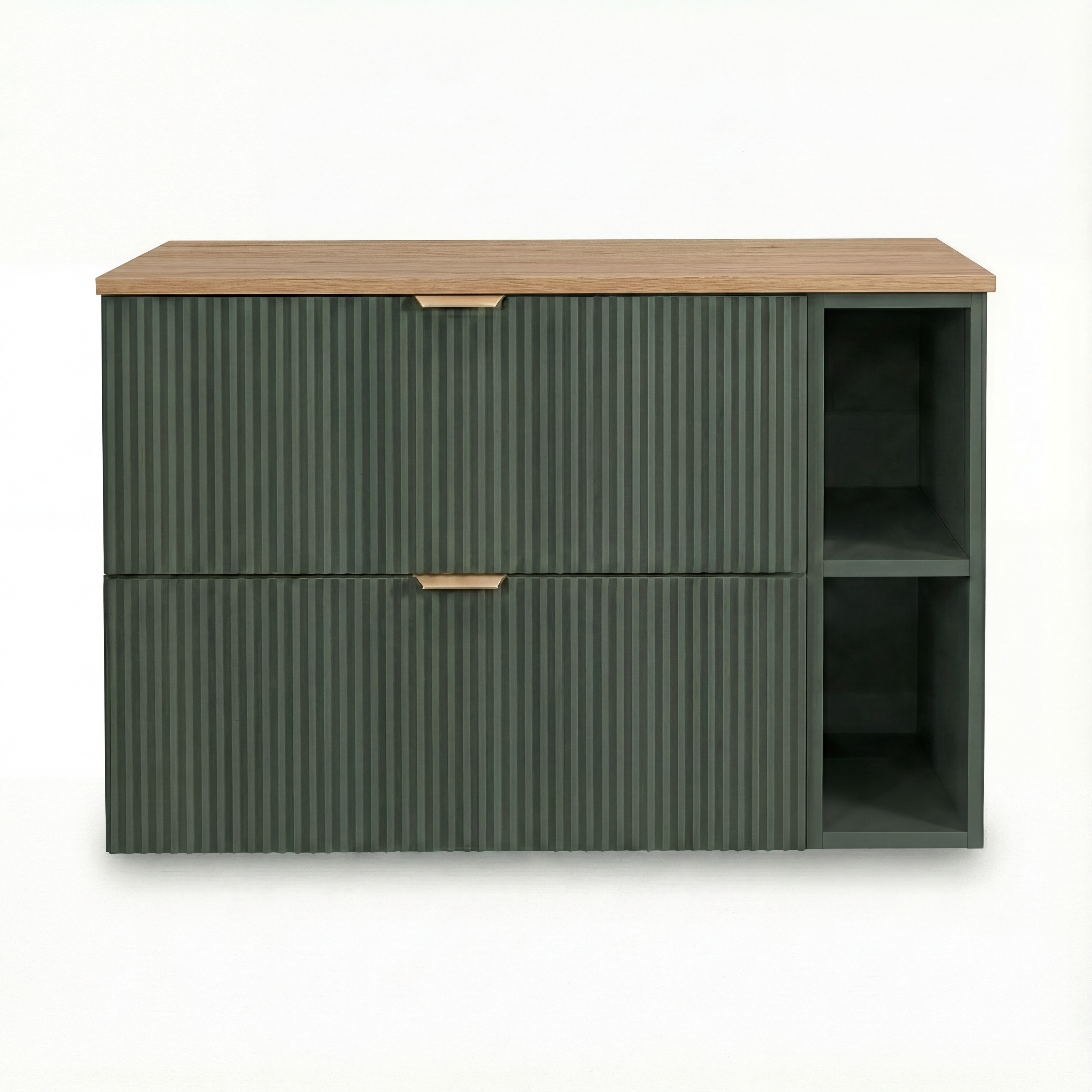 Szafka pod umywalkę 100 cm z regałem Willy - Szałwiowy/blat Orzech