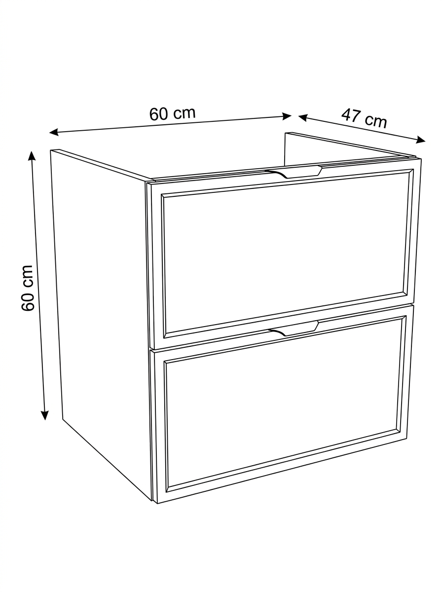 Szafka pod umywalkę 60 cm 2 szuflady bez blatu Roma - Biała/Dąb Cremona