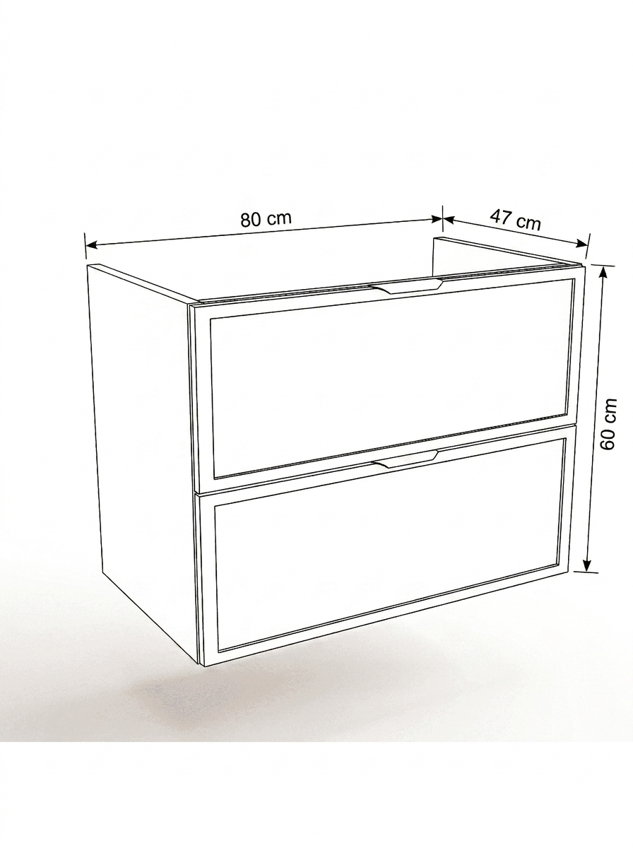 Szafka pod umywalkę 80 cm 2 szuflady bez blatu Roma - Biała/Dąb Cremona