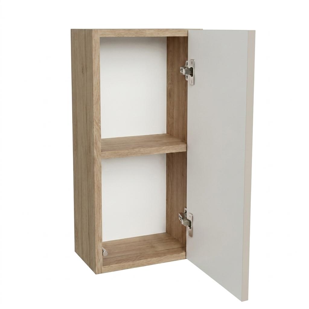Wisząca szafka łazienkowa 30 cm, 1 drzwi z półką Willy - Kaszmir/Orzech