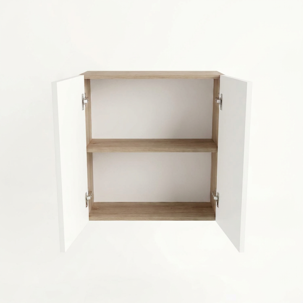 Szafka łazienkowa wisząca 60 cm z 2 drzwiczkami Willy - Biała/Orzech
