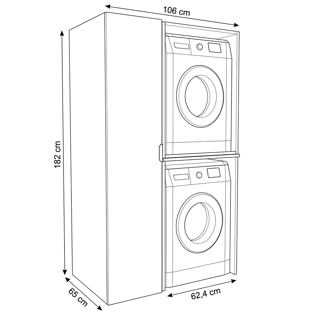 Zestaw mebli do pralni: Szafki pod pralkę i suszarkę + Szafka Cargo 40 cm Orio - Biały/Dąb artisan