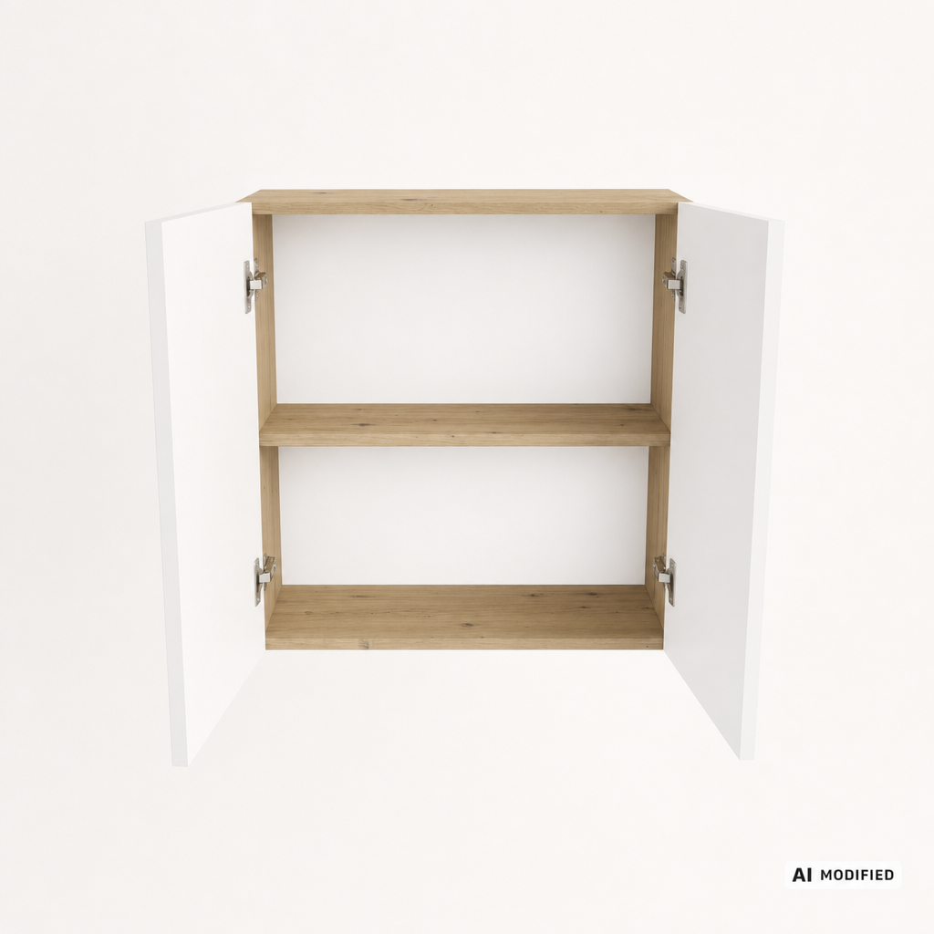 Szafka łazienkowa wisząca 60 cm z 2 drzwiczkami Orio - Biała/Dąb artisan