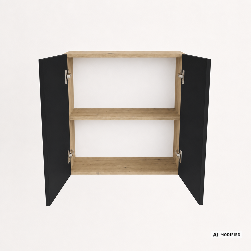 Szafka łazienkowa wisząca 60 cm z 2 drzwiczkami Orio - Czarna/Dąb artisan