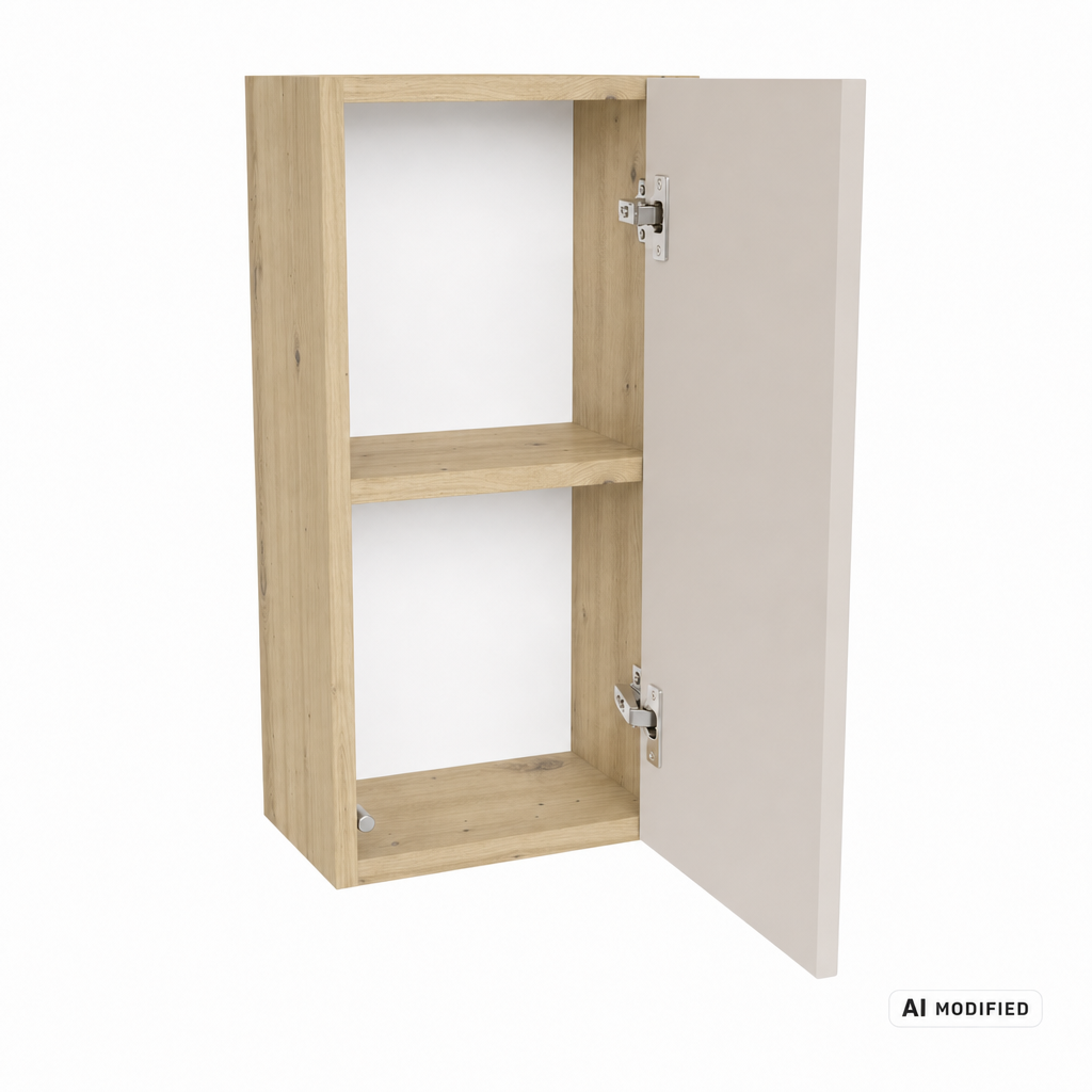 Wisząca szafka łazienkowa 30 cm, 1 drzwi z półką Orio - Kaszmir/Dąb artisan – aranżacja w łazience