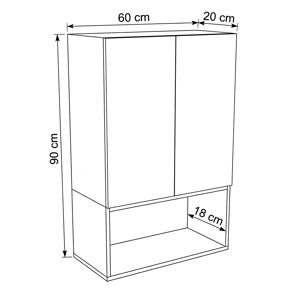 Szafka łazienkowa wisząca 60 cm nad geberit Roma – aranżacja w łazience