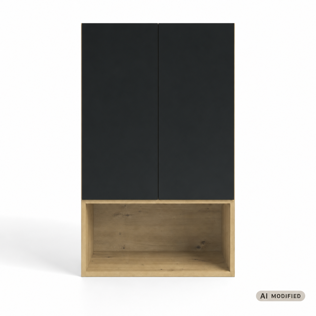 Szafka łazienkowa wisząca 60 cm nad geberit Orio - Czarna/Dąb artisan