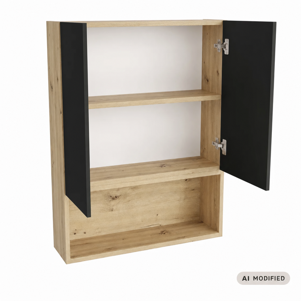 Szafka łazienkowa wisząca 60 cm nad geberit Orio - Czarna/Dąb artisan