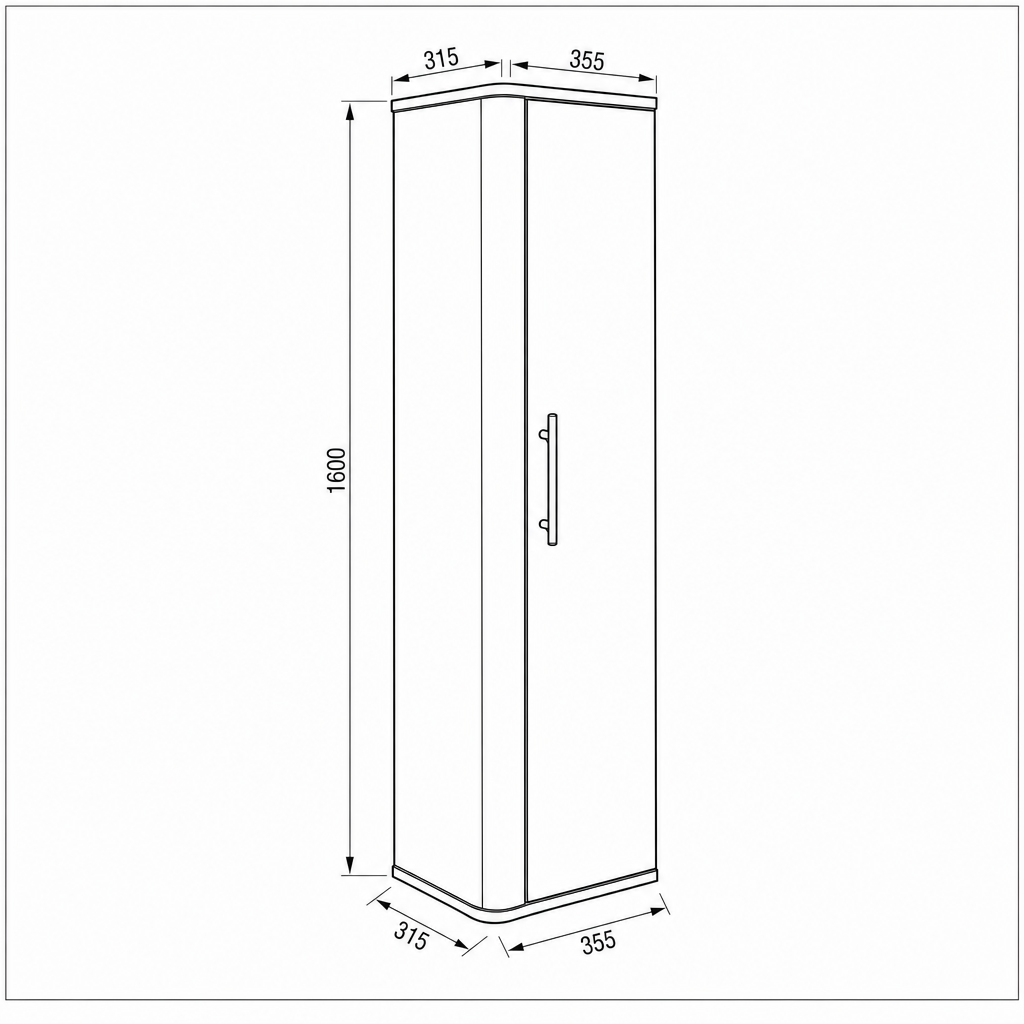 Słupek łazienkowy 160 cm zaoblony Nola - Biały