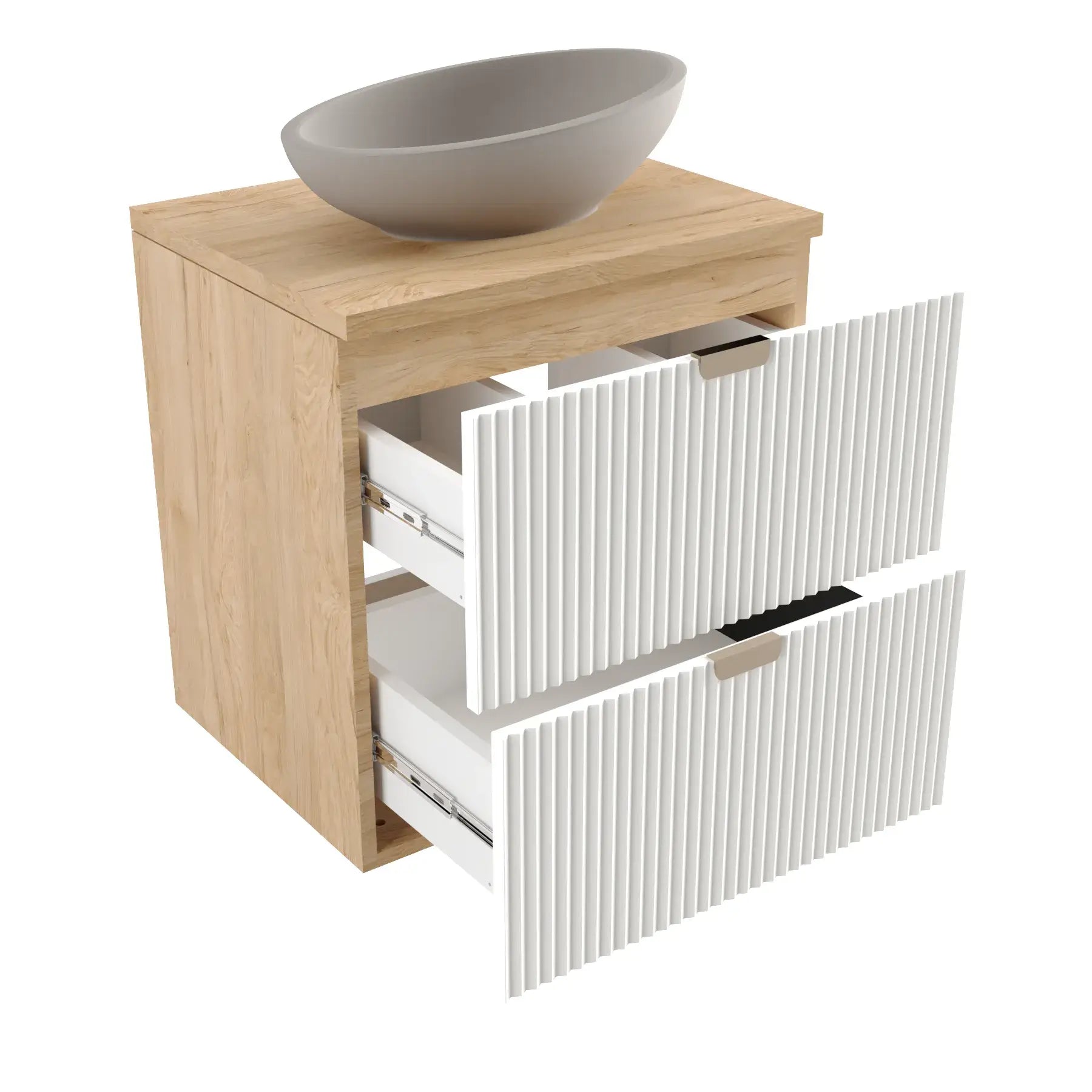 Szafka pod umywalkę nablatową 60 cm Willy - Biały / Orzech