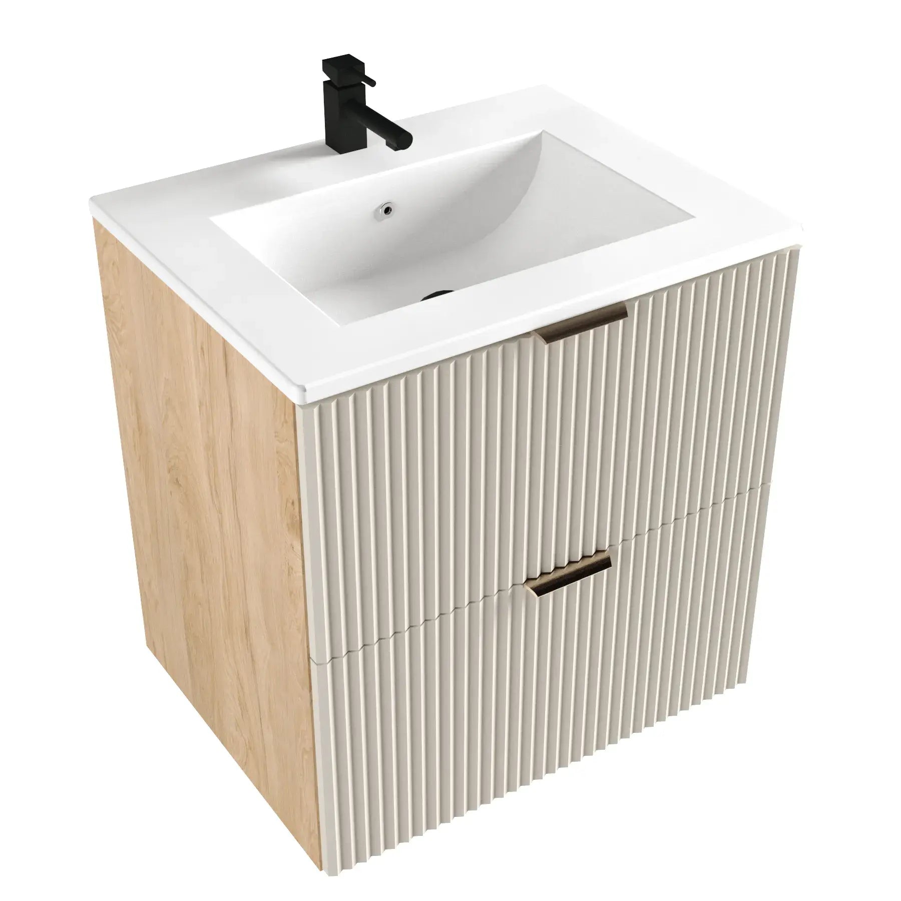 Szafka łazienkowa 60 cm z umywalką wpuszczaną Willy - Kaszmir / Orzech