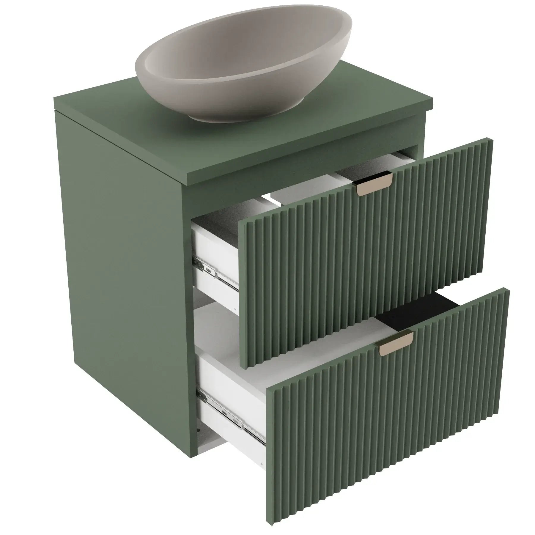 Szafka pod umywalkę z ryflowanymi frontami 80 cm Willy - Szałwiowy