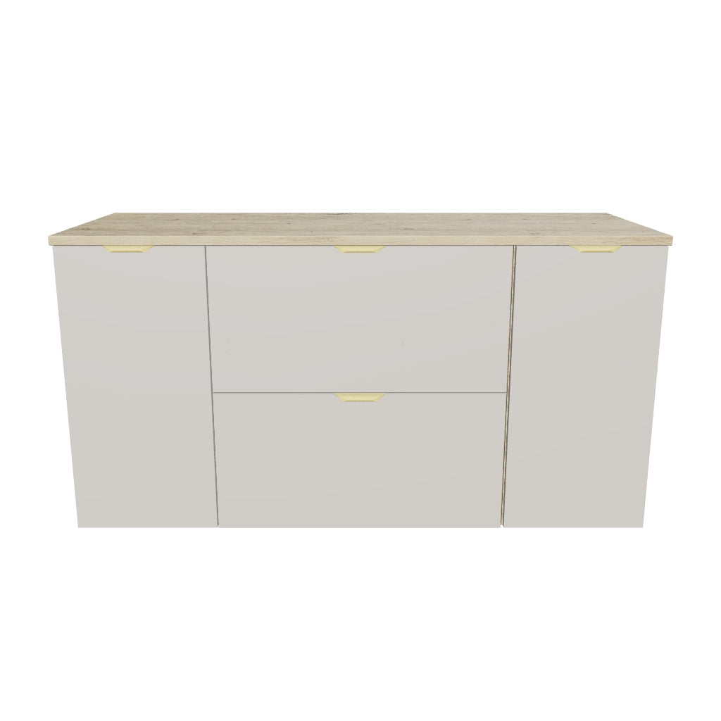 Szafka pod umywalkę 2 drzwi 2 szuflady 120 cm Orio - Kaszmir/Dąb artisan
