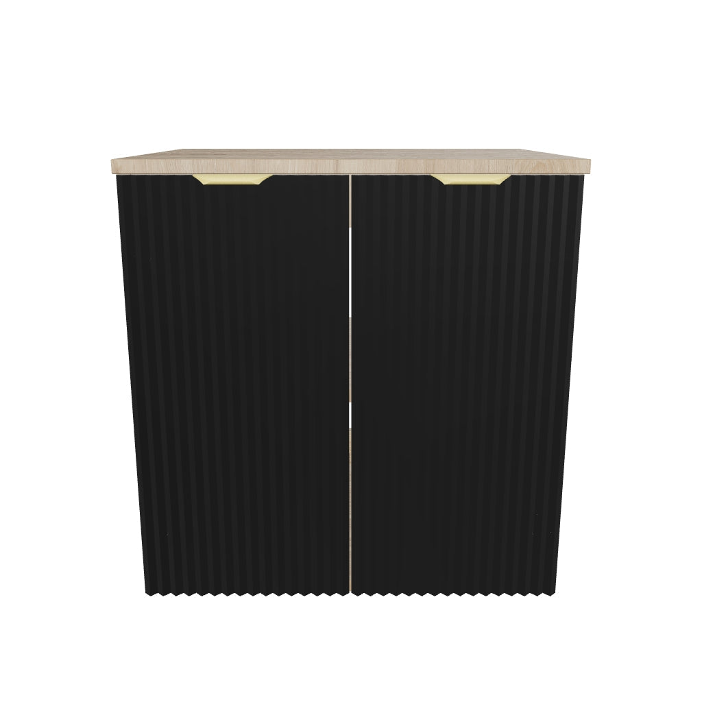 Szafka łazienkowa z drzwiami 60 cm Willy - Czarny/Orzech