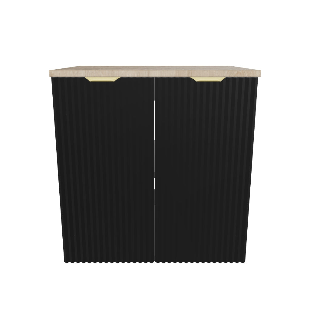 Szafka łazienkowa z drzwiami 60 cm Willy - Czarny/blat Orzech