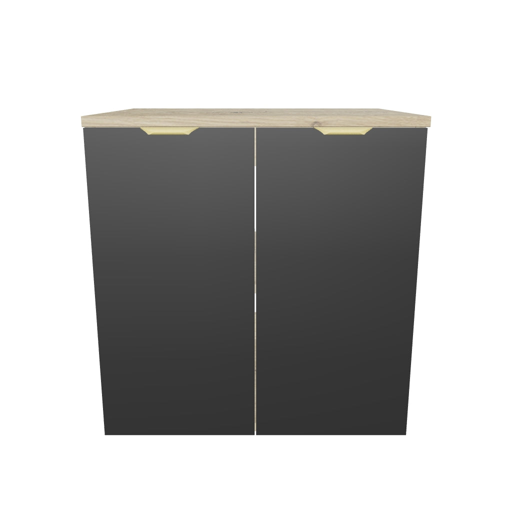 Szafka łazienkowa pod umywalkę z 2 drzwiami 60 cm Orio - Czarna/Dąb artisan